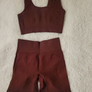 Unbranded Women's Brown and Burgundy Leggings